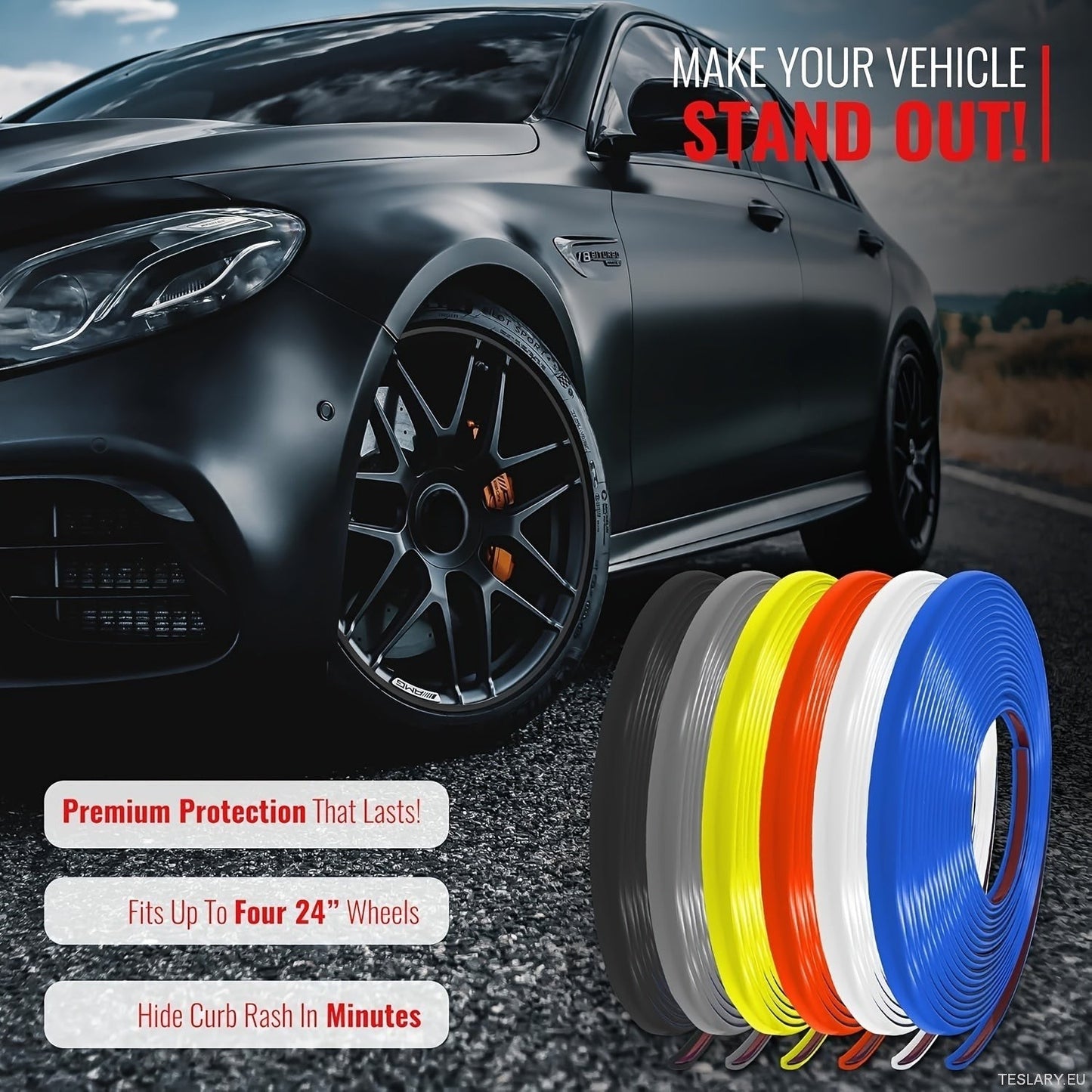 8M Car Wheel Rim Edge Protector, Rubber Wheel Hub Rim Guard, Vehicle Tyre Rim Decor Sticker Strip, Universal Automotive Accessories for Curb Rash and Wheel Scratch Prevention