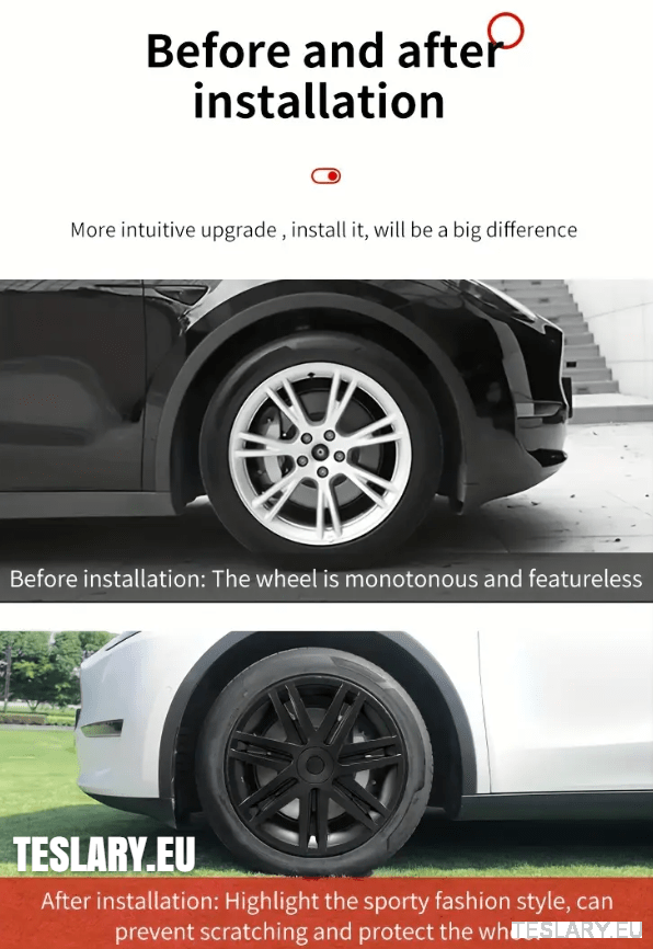 TESLA MODEL Y 19" UNIQUE S3 FULL COVER WHEEL HUBS STAR STYLE
