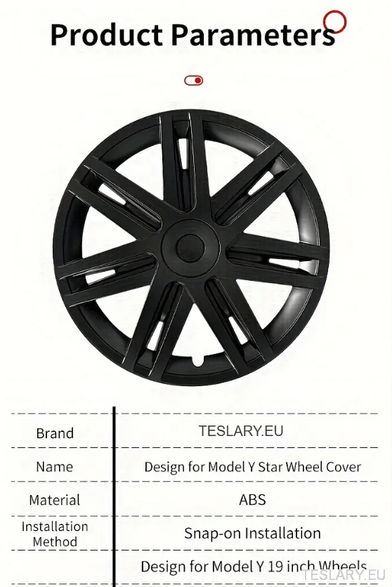 TESLA MODEL Y 19" UNIQUE S3 FULL COVER WHEEL HUBS STAR STYLE
