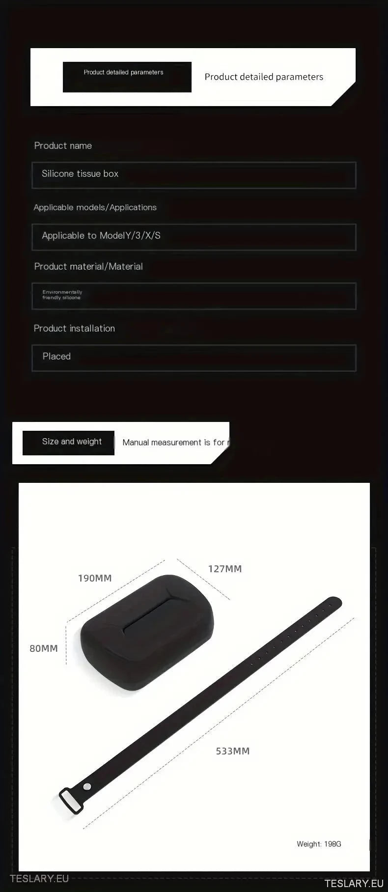 Tesla 3/Y/X/S Silicone Tissue Holder with Adjustable Strap