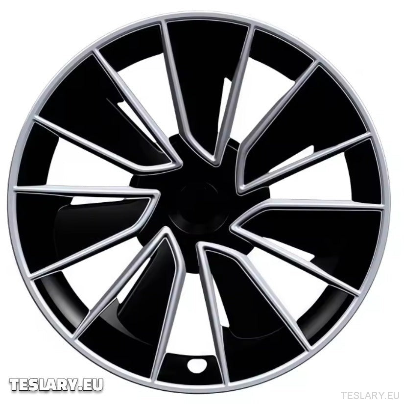 TESLA MODEL Y 19" UNIQUE S15 FULL COVER WHEEL HUBS BLACK & SILVER