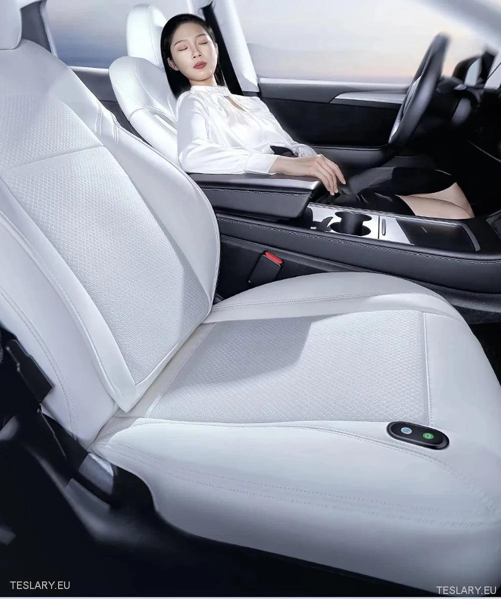 Tesla Model 3 / Y Ventilated Seat Cover(s) in Black or White PU Leather ( 1 Piece )