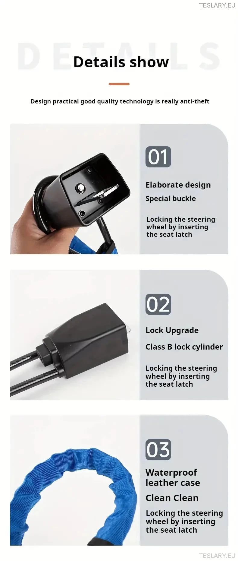 Steering Wheel to Seat Belt Security Lock For Tesla Model 3 . Y & Highland