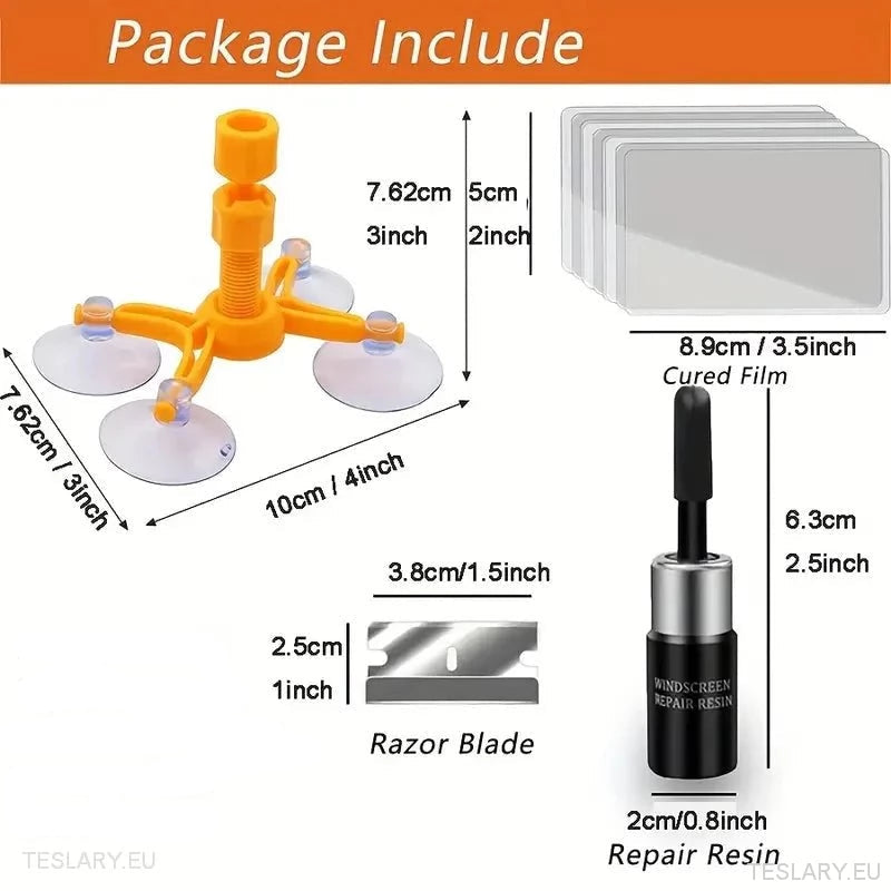 Windscreen Glass Crack Repair Kit with Resin Chamber