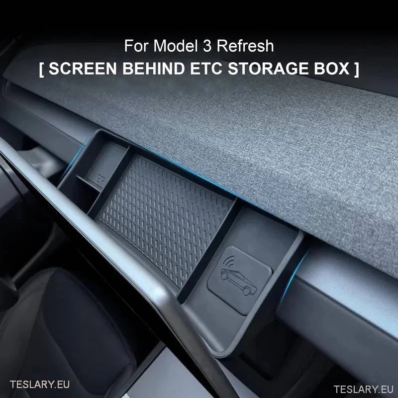 Tesla Model 3+ Highland Dash Storage Organiser in Grey or Black - Tesla Shop Europe - TESLARY.IE Ireland - France boutique- Deutschland Geschäft- España comercio - Nederland winkel- TESLARY.IE