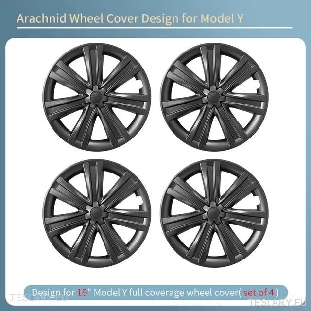 TESLA MODEL Y 19" BLADE STYLE FULL COVER WHEEL HUBS -TESLARY.IE Tesla Shop Europe