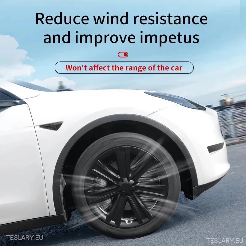 TESLA MODEL Y 19" BLADE STYLE FULL COVER WHEEL HUBS -TESLARY.IE Tesla Shop Europe