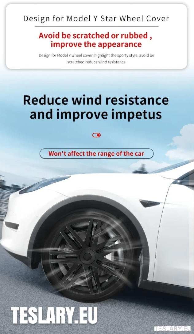 TESLA MODEL Y 19" UNIQUE S3 FULL COVER WHEEL HUBS STAR STYLE - TESLARY Tesla Shop Accessories Europe Nederlands Ireland Deutschland Espana Alicante France Italia