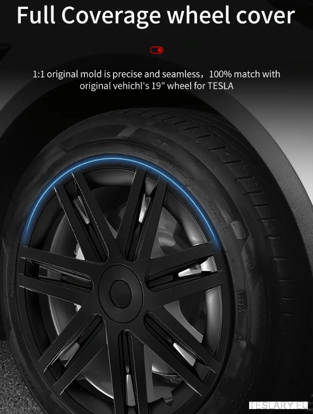 TESLA MODEL Y 19" UNIQUE S3 FULL COVER WHEEL HUBS STAR STYLE - TESLARY Tesla Shop Accessories Europe Nederlands Ireland Deutschland Espana Alicante France Italia