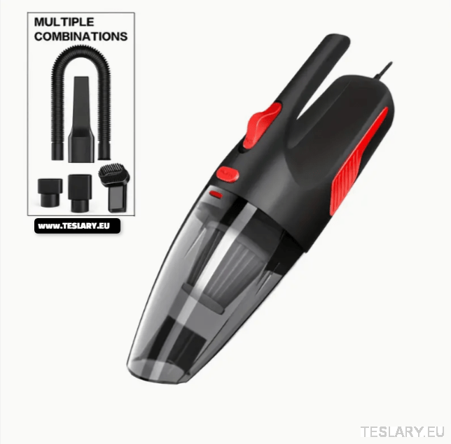 Vacuum Wired High Power Suction with Attachments Handheld Light Weight Black - TESLARY Tesla Shop Accessories Europe Nederlands Ireland Deutschland Espana Alicante France Italia