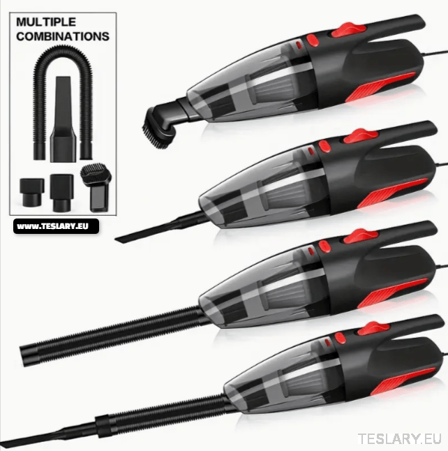 Vacuum Wired High Power Suction with Attachments Handheld Light Weight Black - TESLARY Tesla Shop Accessories Europe Nederlands Ireland Deutschland Espana Alicante France Italia