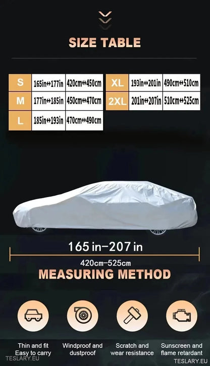 Indoor/Outdoor Universal 4.9M Car Cover/Protector Suitable for Tesla Model 3 / Y