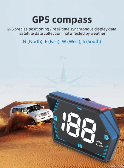 SmartDrive 2024: Advanced Car HUD with GPS & Safety Alerts