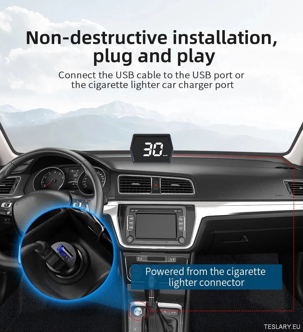 SmartDrive 2024: Advanced Car HUD with GPS & Safety Alerts