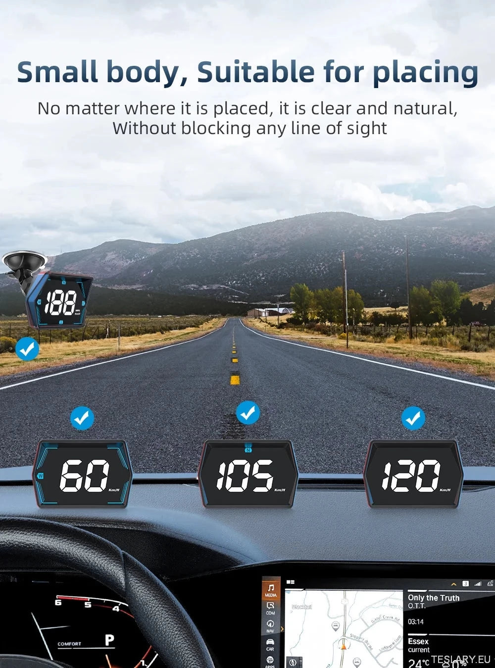 SmartDrive 2024: Advanced Car HUD with GPS & Safety Alerts