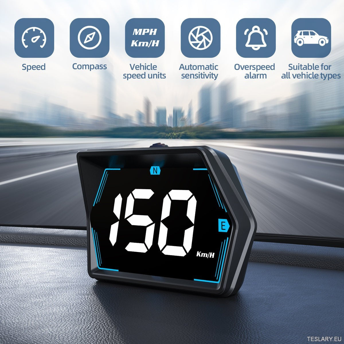 SmartDrive 2024: Advanced Car HUD with GPS & Safety Alerts