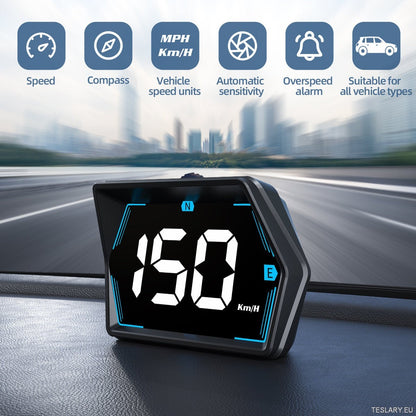 SmartDrive 2024: Advanced Car HUD with GPS & Safety Alerts