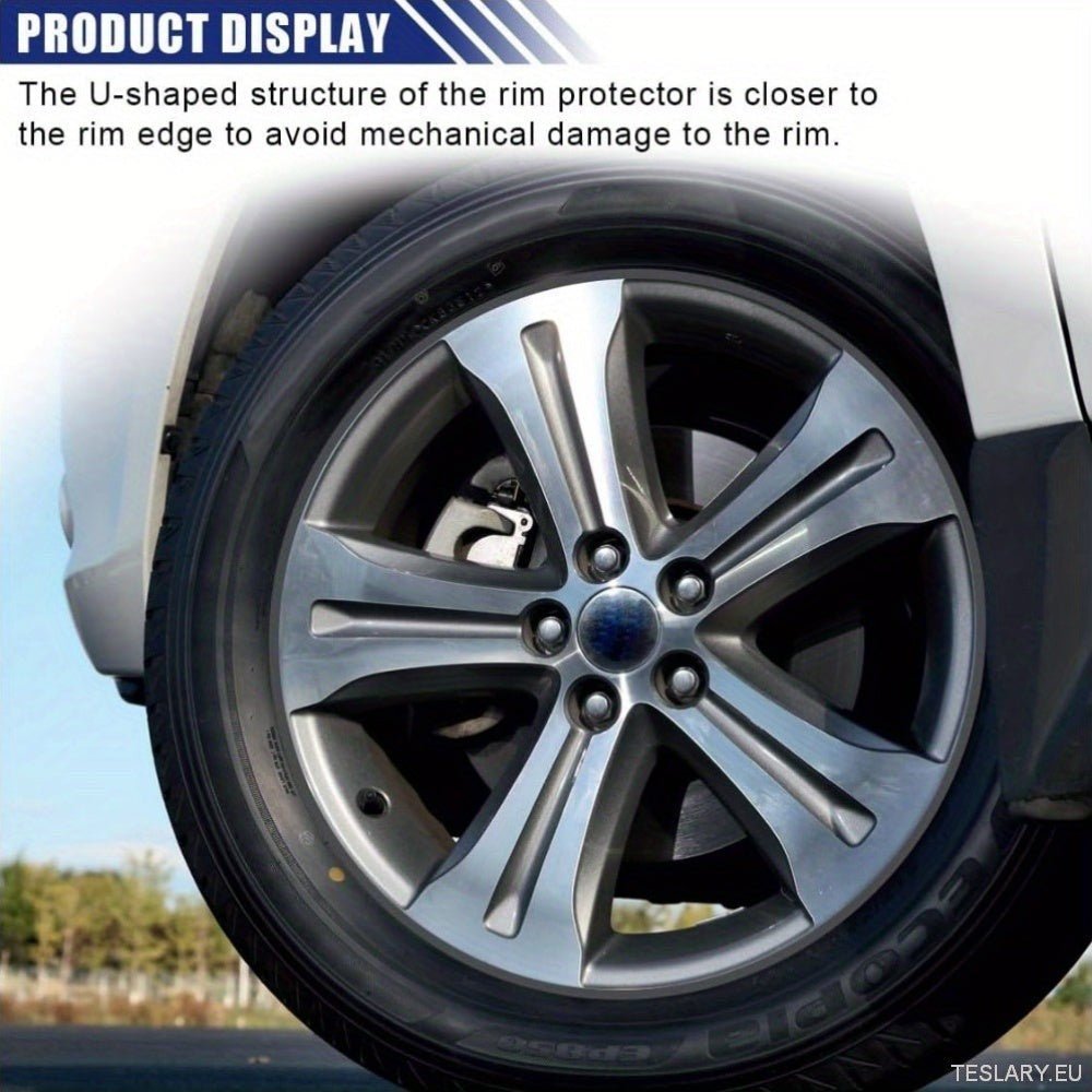 8M Car Wheel Rim Edge Protector, Rubber Wheel Hub Rim Guard, Vehicle Tyre Rim Decor Sticker Strip, Universal Automotive Accessories for Curb Rash and Wheel Scratch Prevention - TESLARY Tesla Shop Accessories Europe Nederlands Ireland Deutschland Espana Alicante France Italia