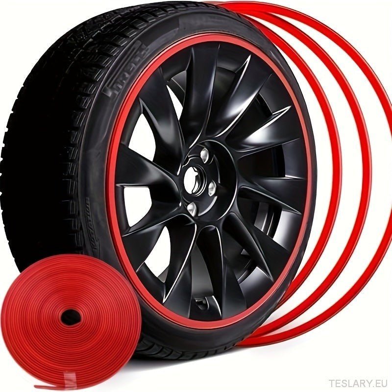 8M Car Wheel Rim Edge Protector, Rubber Wheel Hub Rim Guard, Vehicle Tyre Rim Decor Sticker Strip, Universal Automotive Accessories for Curb Rash and Wheel Scratch Prevention - TESLARY Tesla Shop Accessories Europe Nederlands Ireland Deutschland Espana Alicante France Italia