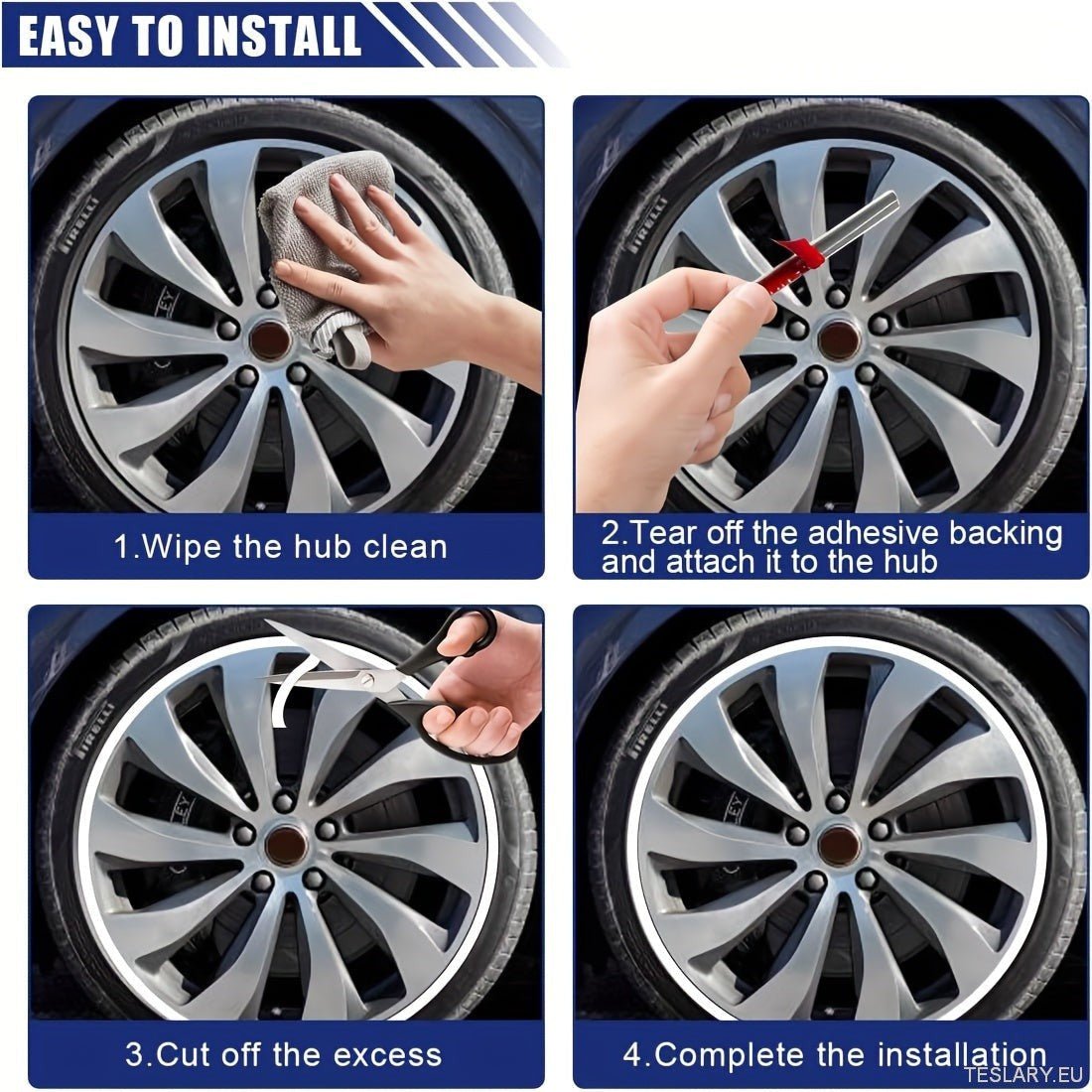 8M Car Wheel Rim Edge Protector, Rubber Wheel Hub Rim Guard, Vehicle Tyre Rim Decor Sticker Strip, Universal Automotive Accessories for Curb Rash and Wheel Scratch Prevention - TESLARY Tesla Shop Accessories Europe Nederlands Ireland Deutschland Espana Alicante France Italia