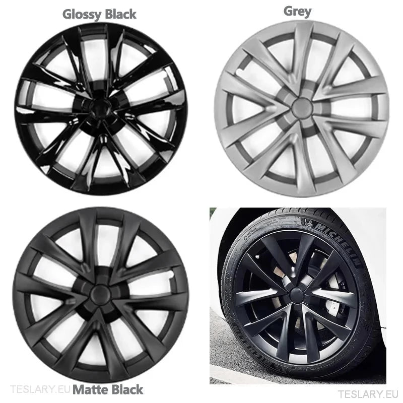 Tesla 3 18" Full Rim Silver / Grey Arachnid Sport Style Wheel Covers