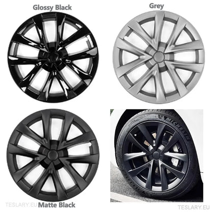 Tesla 3 18" Full Rim Silver / Grey Arachnid Sport Style Wheel Covers