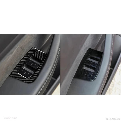 Real Soft Carbon Fiber Electric Window Trim Pieces for Tesla Model 3 & Y