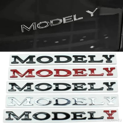 TESLA  " MODEL Y " REAR LOGO EMBLEM IN CHROME & BLACK