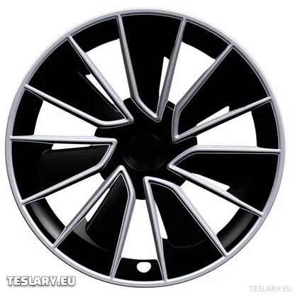TESLA MODEL Y 19" UNIQUE S15 FULL COVER WHEEL HUBS BLACK & SILVER