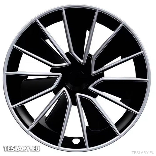 TESLA MODEL Y 19" UNIQUE S15 FULL COVER WHEEL HUBS BLACK & SILVER
