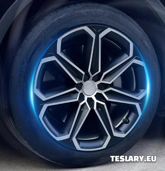 TESLA MODEL Y 19" UNIQUE S14 FULL COVER WHEEL HUBS BLACK & SILVER