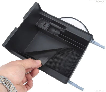 Tesla Model 3 / Y Centre Console Front Organiser with USB Ports and Spring Return