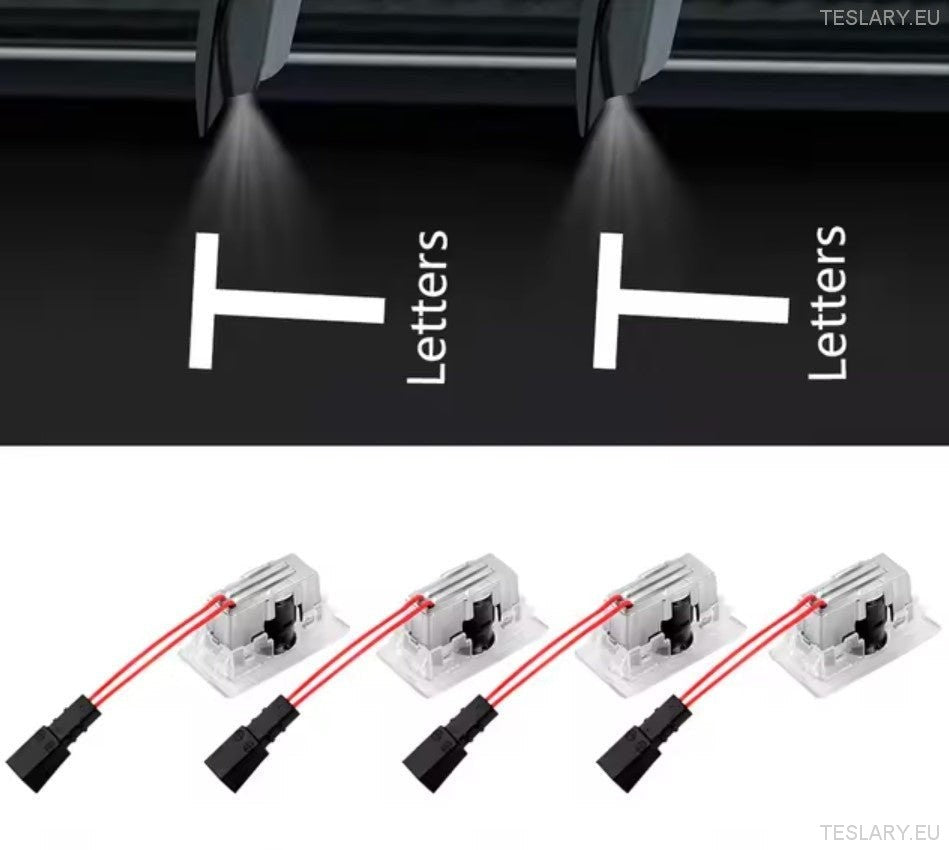 Tesla Model 3 / Y / S / X Door Projector Lights Plaid & Logo Style