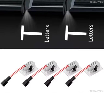 Tesla Model 3 / Y / S / X Door Projector Lights Plaid & Logo Style