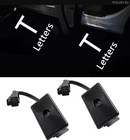 Tesla Model 3 / Y / S / X Door Projector Lights Plaid & Logo Style