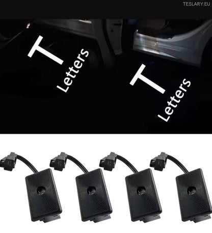Tesla Model 3 / Y / S / X Door Projector Lights Plaid & Logo Style