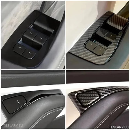 Carbon Fiber Electric Window Trim Pieces for Tesla Model 3 & Y  ( LHD )