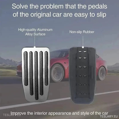 Performance Upgrade Tesla 3 / Y Non Slip Aluminium Foot Pedals - TESLARY Tesla Shop Accessories Europe Nederlands Ireland Deutschland Espana Alicante France Italia
