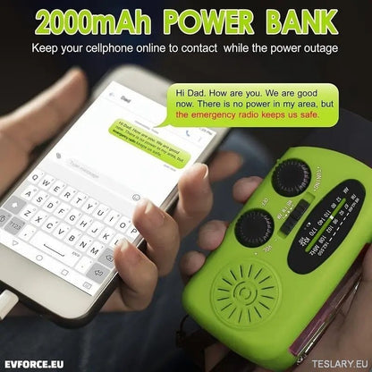 Portable Emergency Torch-Radio with Power Bank 2000mAh to Charge Phone