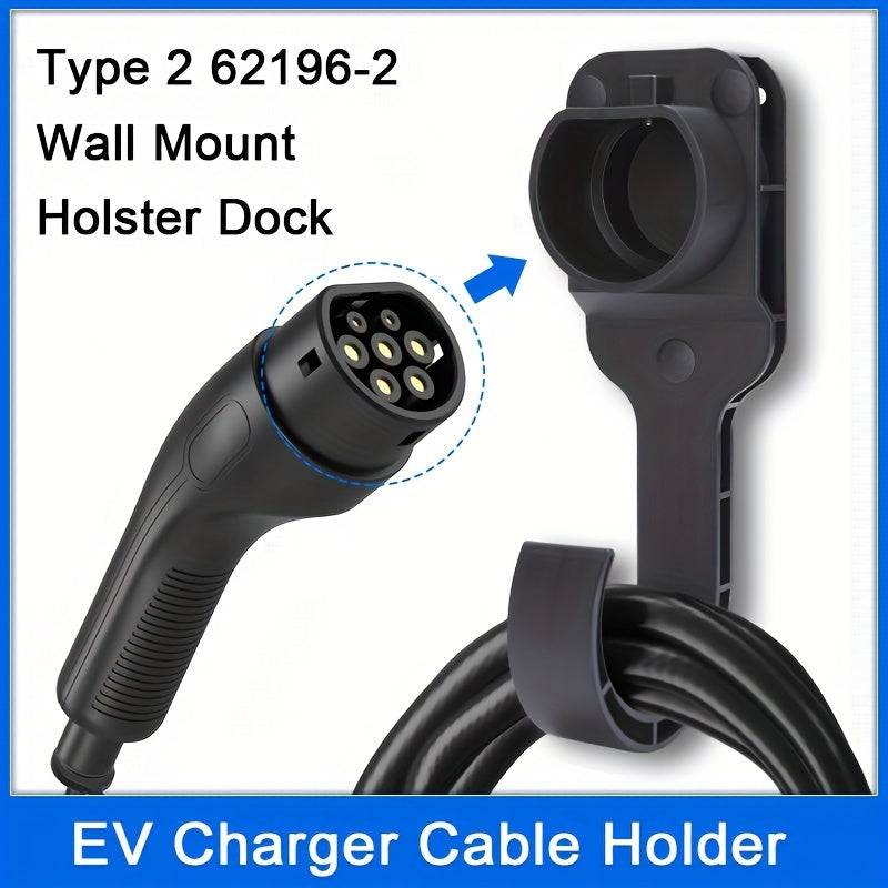 CCS EV Charger Wall Mount Bracket  Durable  Fits Type 2 Connector  EU Plug Ideal for Electric Car Charging Cables