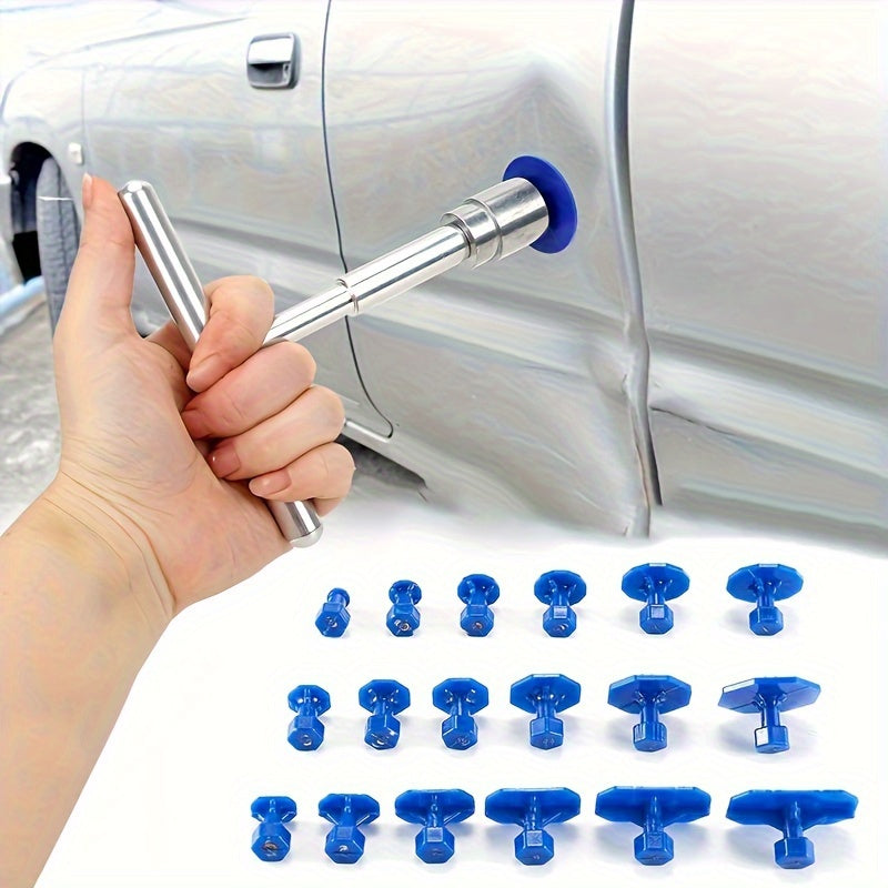 Car Dent Repair Tool Tshaped handheld Tool with 18pcs spacers Paintless Dent Repair Tool Kit Used for Bodywork Slight Dent Small Hail Dent