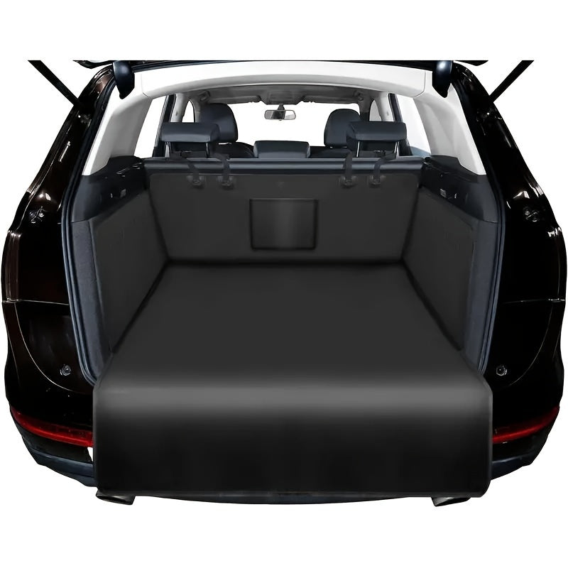 Dog car trunk pad protector anti slip pet cargo cover scratch resistant and tear resistant washable trunk cover pad for travel universal small truck SUV blackTravel friendly dog bed mat with storage pocket and protective mudguard
