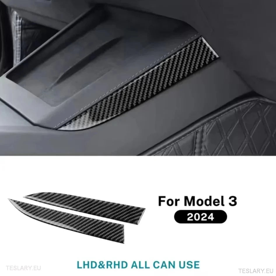 Tesla 3 Highland / Y Juniper Real Soft Carbon Fiber Side Trim for Wireless Charger