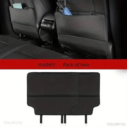Tesla 3/Y Seat Back Anti Kick Pads & Storage ( TWIN PACK ) - TESLARY Tesla Shop Accessories Europe Nederlands Ireland Deutschland Espana Alicante France Italia