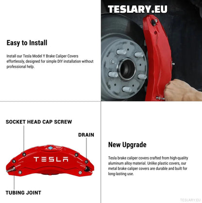 Tesla Model 3 / 3+ / Y Aluminium Brake Caliper Covers ( Set of 4 Pieces ) - TESLARY Tesla Shop Accessories Europe Nederlands Ireland Deutschland Espana Alicante France Italia