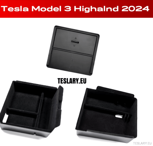 Tesla Model 3+ Highland Accessories 3 Pack Front & Rear Trays & Hidden Storage - TESLARY Tesla Shop Accessories Europe Nederlands Ireland Deutschland Espana Alicante France Italia