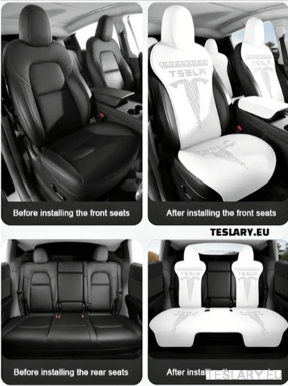 Tesla Model 3 / Y Nappa PU Leather Fitted Seat Protective Covers - TESLARY Tesla Shop Accessories Europe Nederlands Ireland Deutschland Espana Alicante France Italia