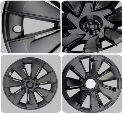 TESLA MODEL Y 19" UNIQUE S15 FULL COVER WHEEL HUBS BLACK & SILVER - TESLARY Tesla Shop Accessories Europe Nederlands Ireland Deutschland Espana Alicante France Italia