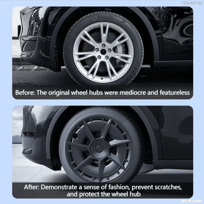 TESLA MODEL Y 19" UNIQUE S7 FULL COVER WHEEL HUBS - TESLARY Tesla Shop Accessories Europe Nederlands Ireland Deutschland Espana Alicante France Italia