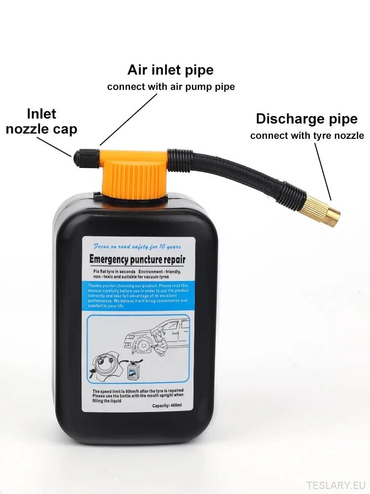 Universal 400ml Tire Sealant & Repair Liquid for EVs - TESLARY Tesla Shop Accessories Europe Nederlands Ireland Deutschland Espana Alicante France Italia